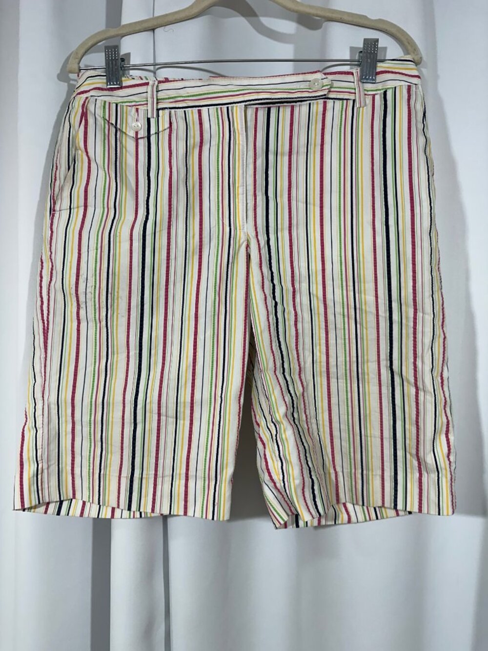LizGolf Audra Bermuda Shorts Size 8 Multicolor Stripe Cotton Lycra Golf Shorts